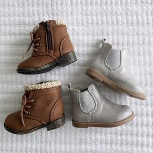 Silver ZARA Brown GRANIMALS Toddler Boots Baby Shoes Booties SZ 4